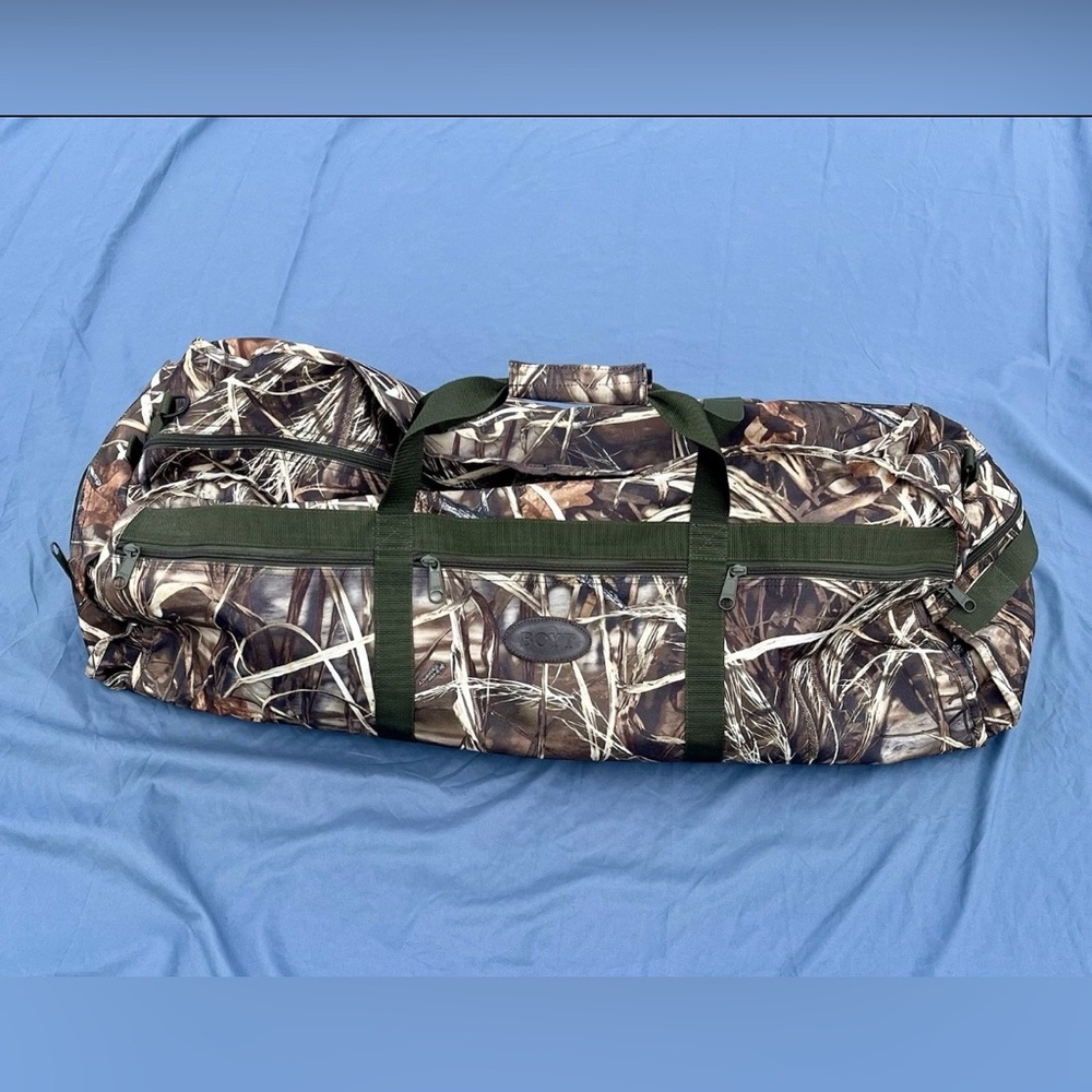 Camo Duffel Bag with Green Accents